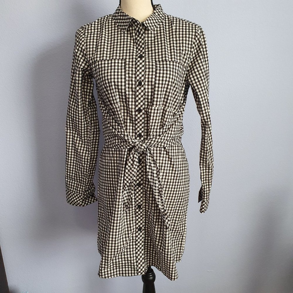 Sanctuary Tali Tie Black and White Gingham Shirt Dress Size XS